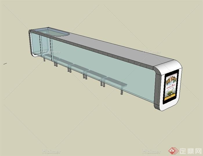 现代公交车廊架设计su模型[原创]