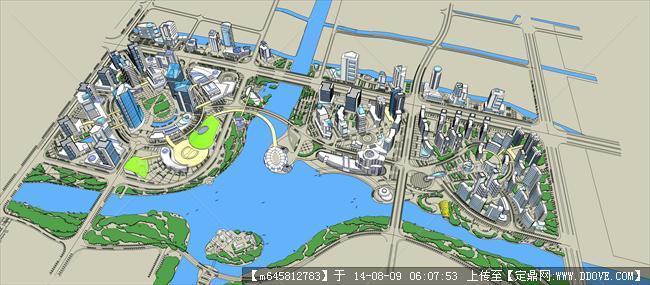 Sketch Up 精品模型---滨河城市规划规划设计模型