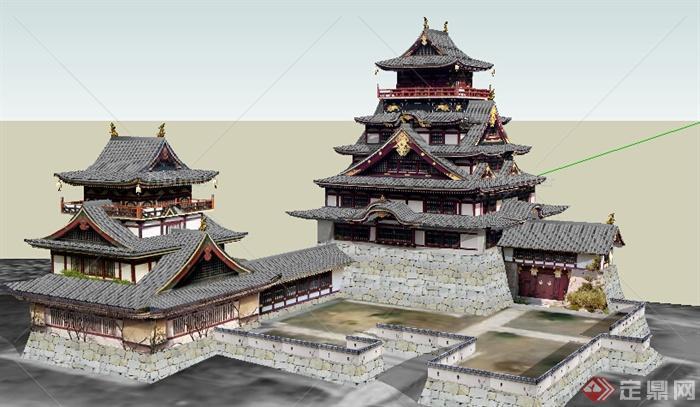 某古典中式寺庙建筑设计方案SU模型4[原创]