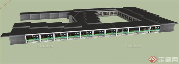 一栋学校建筑设计SU模型