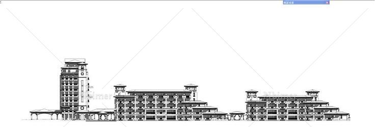 西班牙风格酒店建筑群su模型