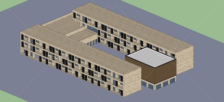 现代多层厂房(42732)su模型下载