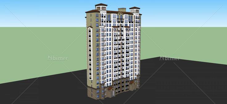 西班牙风格高层住宅(49962)su模型下载