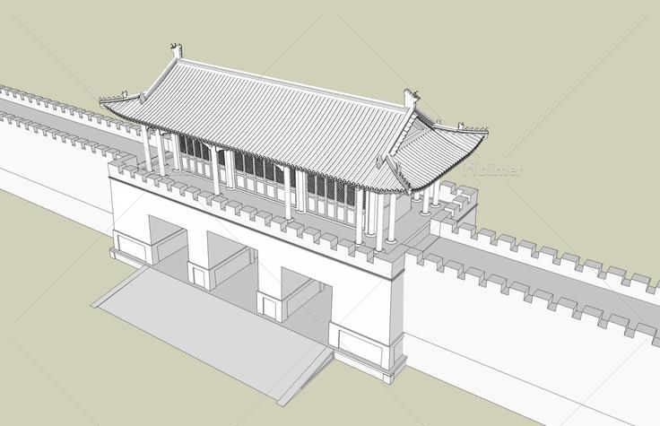 中式--城门(38751)su模型下载