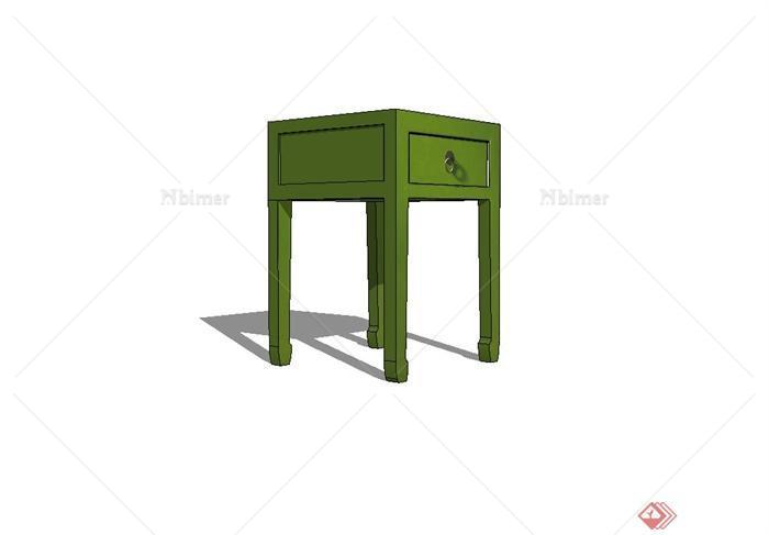 欧式绿色床头柜设计su模型[原创]