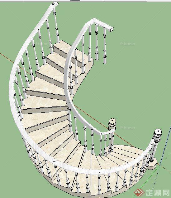 欧式风格旋转楼梯su模型