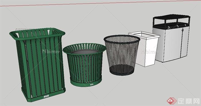 5款造型各异垃圾桶设计su模型[原创]