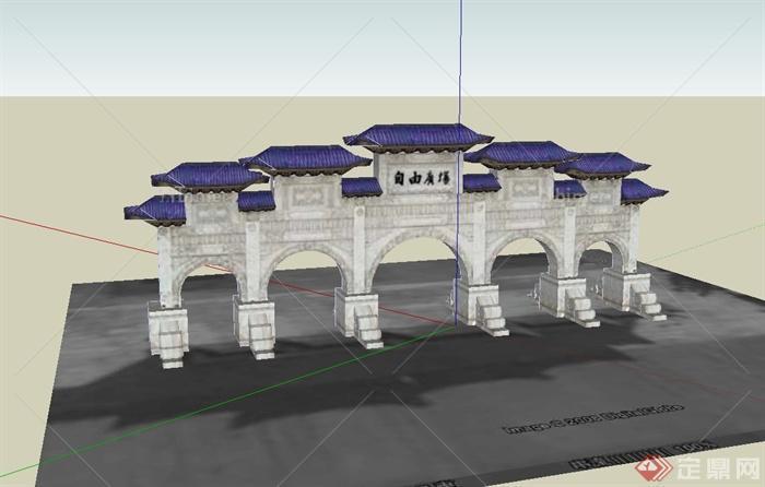 某广场古典中式牌坊设计su模型