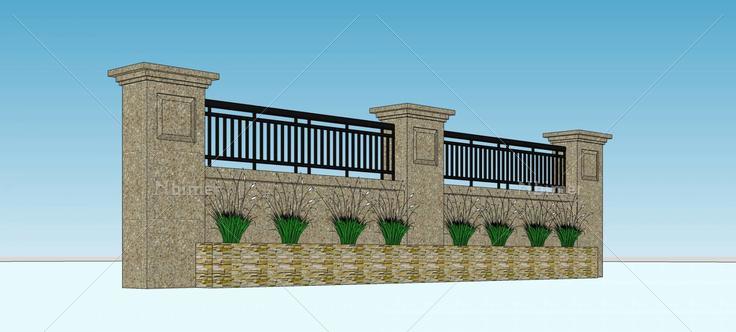 围墙护栏(81631)su模型下载