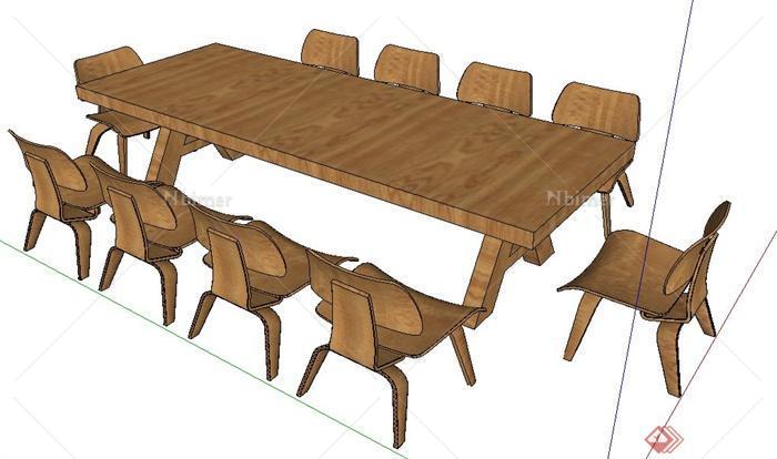 现代风格十人座会议桌椅su模型