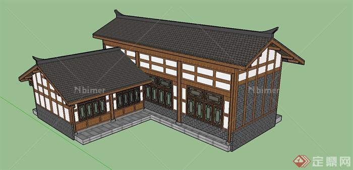 某单层古典中式商铺建筑设计SU模型