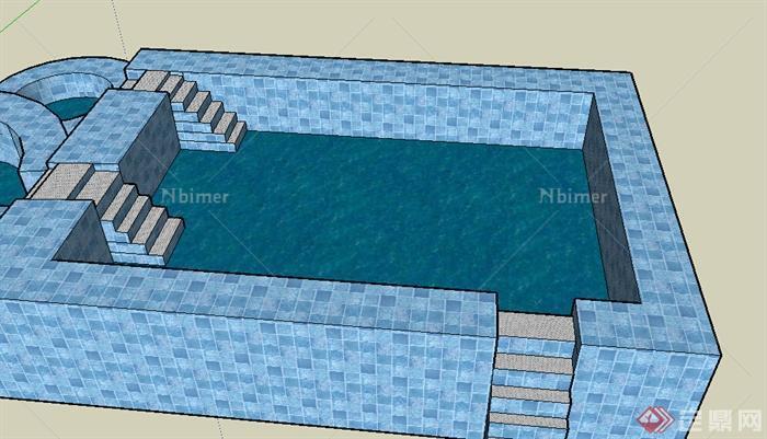 某室外运动水池设计SU模型