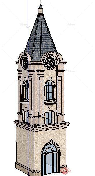 法式景观塔楼设计su模型[原创]