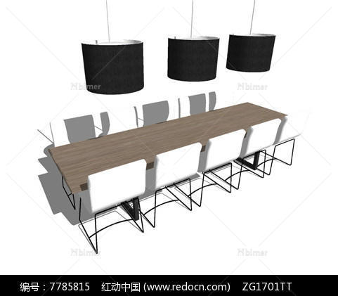 现代工业风餐桌设计SU