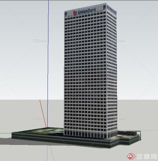 现代风格高层银行大楼建筑设计su模型
