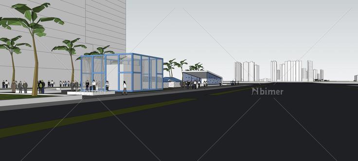 地铁出入口加设备模型(107959)su模型下载