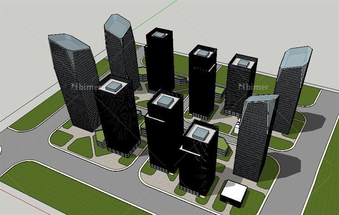 城市商业综合体建筑设计方案su模型（带效果图）