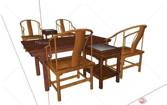 古典中式桌椅组合设计su模型
