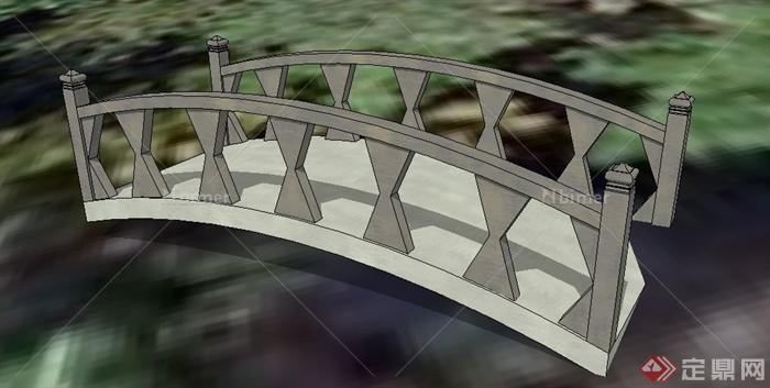 一座现代风格石桥园桥SU模型