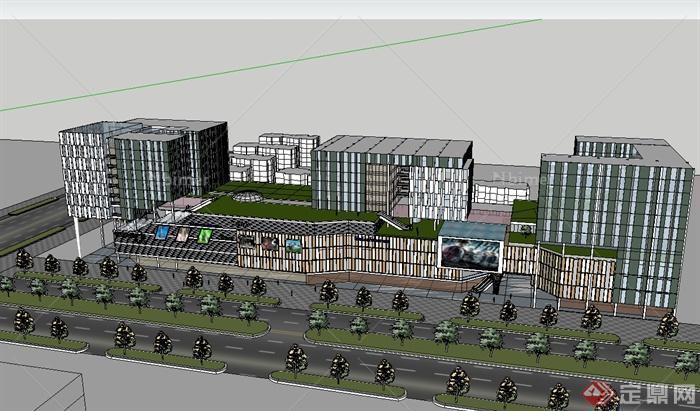 某现代风格商业街综合楼设计SU模型[原创]