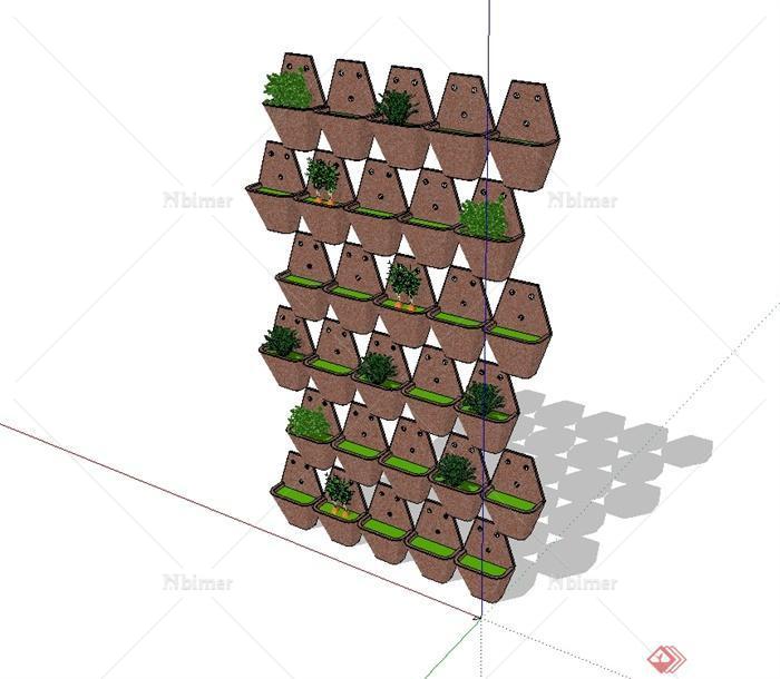 墙体立体绿化植物设计SU模型[原创]