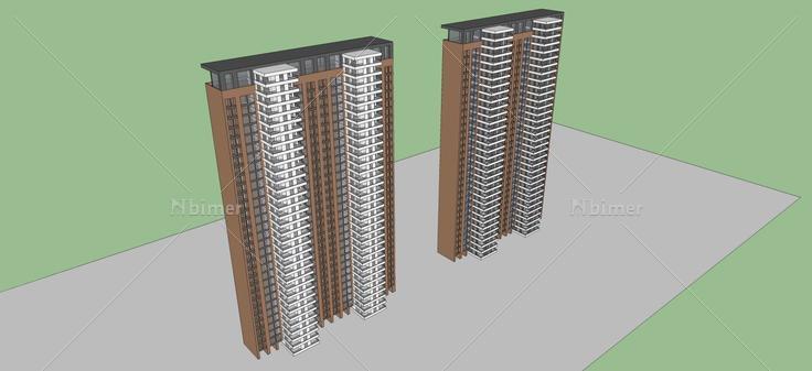 现代风格高层住宅(64541)su模型下载