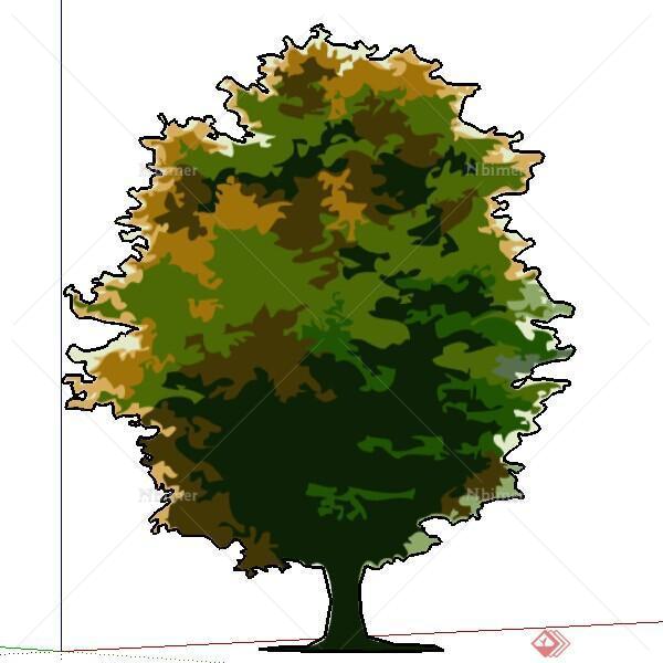 一株2D手绘树木SU模型素材