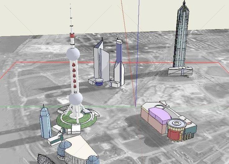 上海外滩建筑Sketchup模型室内设计免费下载