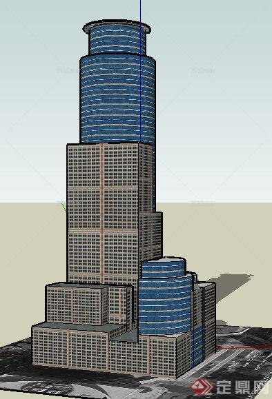 现代高层商务中心建筑su模型