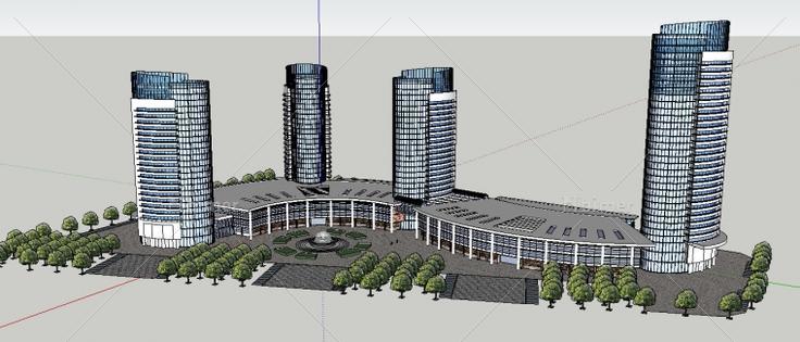 酒店+办公楼+会议中心综合体，现代主义风格，30