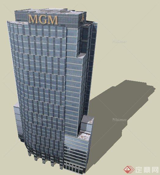 现代高层酒店中心建筑SU模型