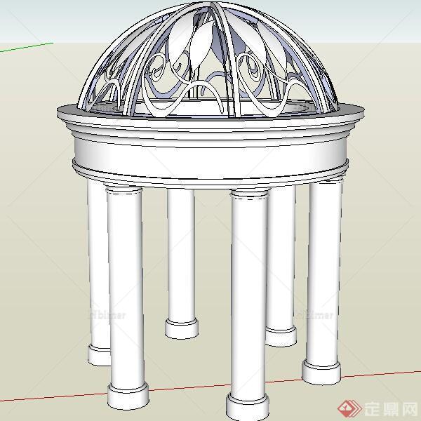 某欧式风格亭子方案设计SU模型素材