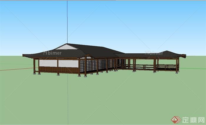 某日式风格休闲娱乐会所建筑设计su模型[原创]