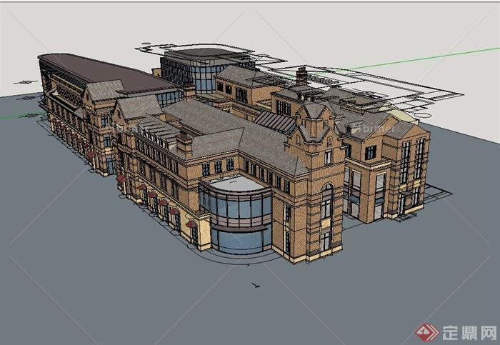 西班牙商业街建筑楼设计su模型[原创]
