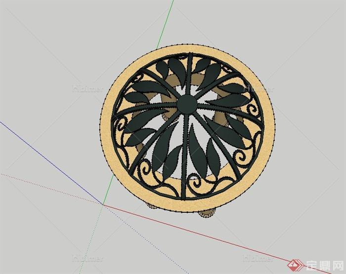 圆形法式廊架设计su模型