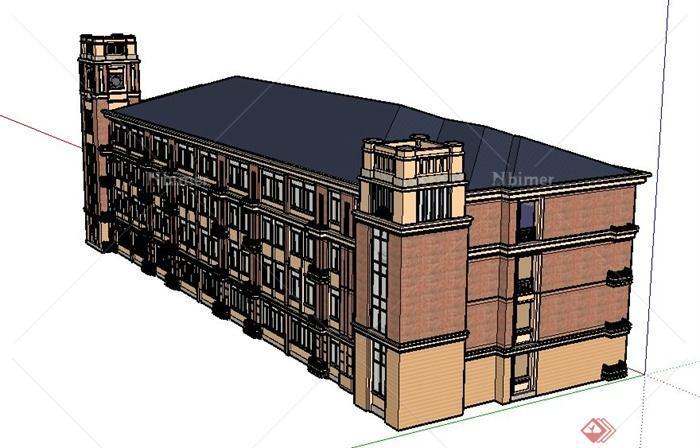 某四层欧式学校教学楼建筑设计SU模型