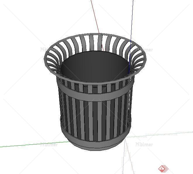 现代圆形铁艺垃圾桶设计SU模型