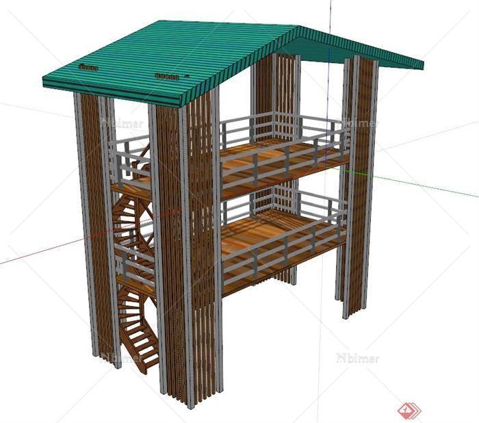 双层观景台设计SU模型