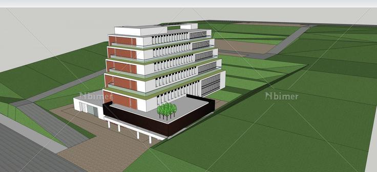 现代坡地办公楼(51068)su模型下载