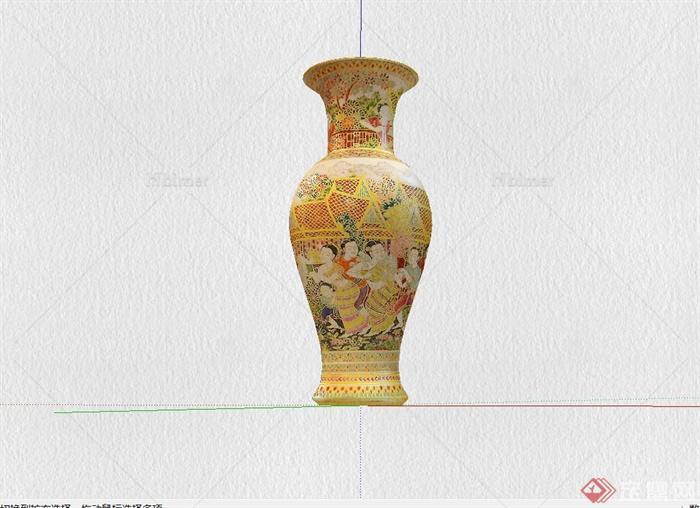 古典中式漂亮陶瓷花瓶设计su模型
