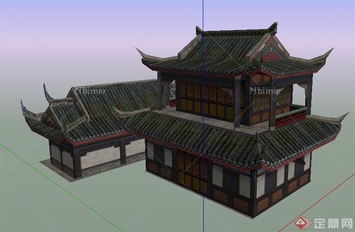 古典中式寺庙文化建筑设计su模型
