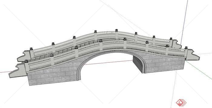 某古典中式石拱桥设计su模型