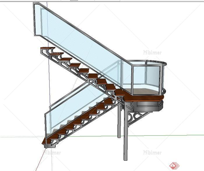 建筑节点玻璃折叠楼梯设计SU模型