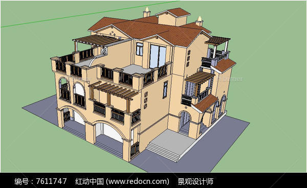 精致西班牙别墅SketchUp模型