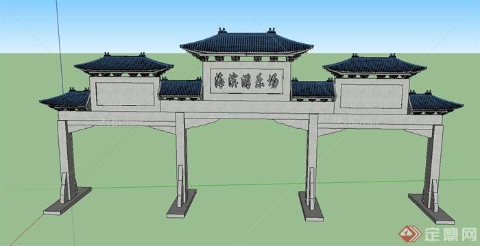 古典中式门廊牌坊设计SU模型