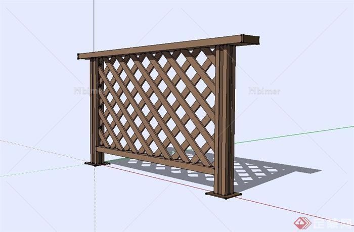 现代木质栅栏设计su模型[原创]