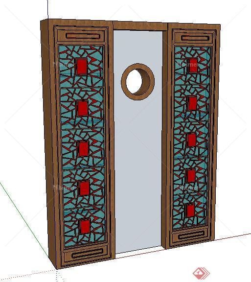 中式壁柜柜子设计su模型[原创]