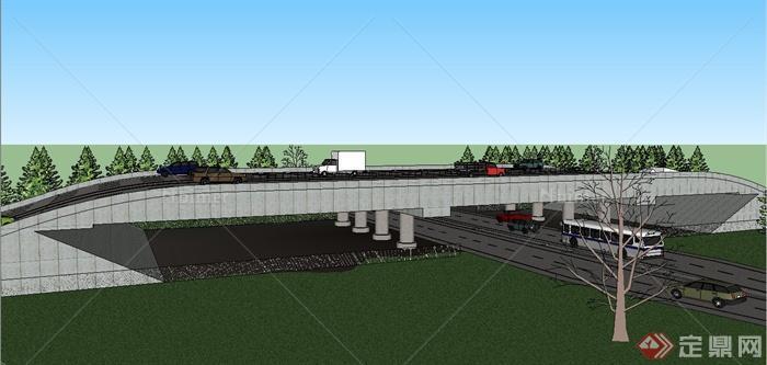 现代高速公路立交桥设计SU模型[原创]