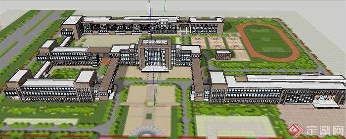 某现代中小学学校教学楼建筑设计SU模型