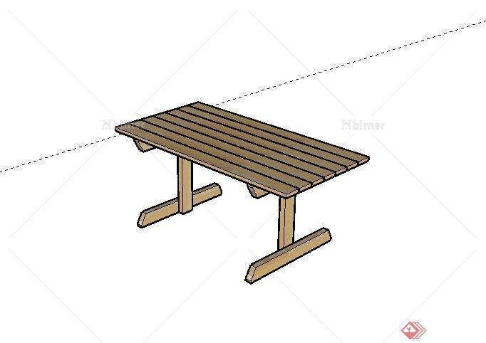 某室外木质桌凳设计SU模型